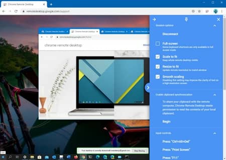 Chrome Remote Desktop делиться