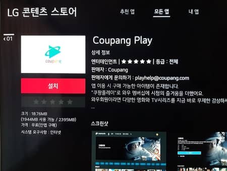 Coupang Play TV connection