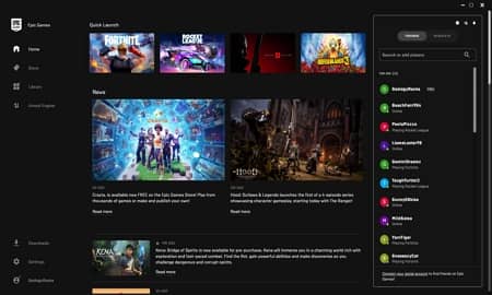 EpicGames Launcher Социальные сети