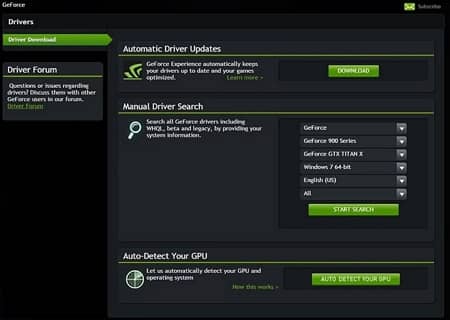 Nvidia Driver ดาวน์โหลด