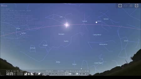 Stellarium periksa posisi matahari