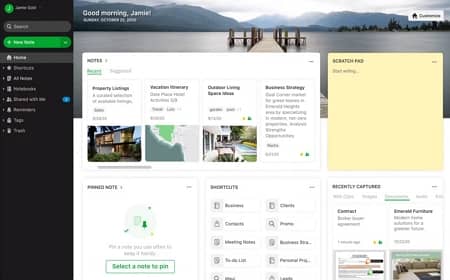 Evernote home screen
