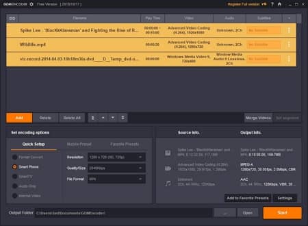 GOM Encoder ความเร็วในการเข้ารหัส