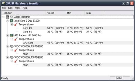 HWMONITOR CPU temperature check