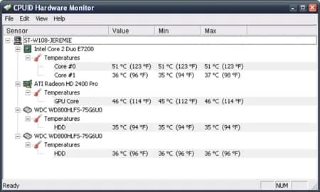 HWMonitor CPU 온도 확인