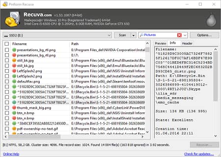 Recuva pemulihan data