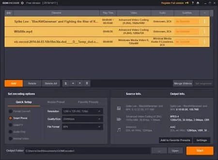 Gom encoder encoding speed